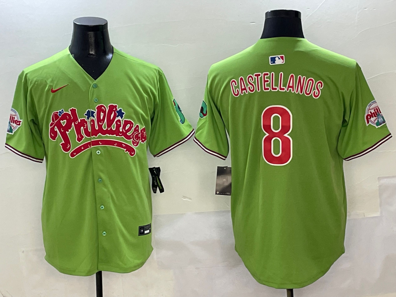 Men's Philadelphia Phillies Nick Castellanos #8 Green Jersey